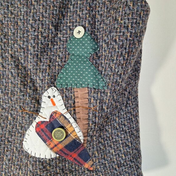 Vintage Giorgio Sant'Angelo Christmas Snowman Tree Wool Zip Vest Small - Picture 6 of 8